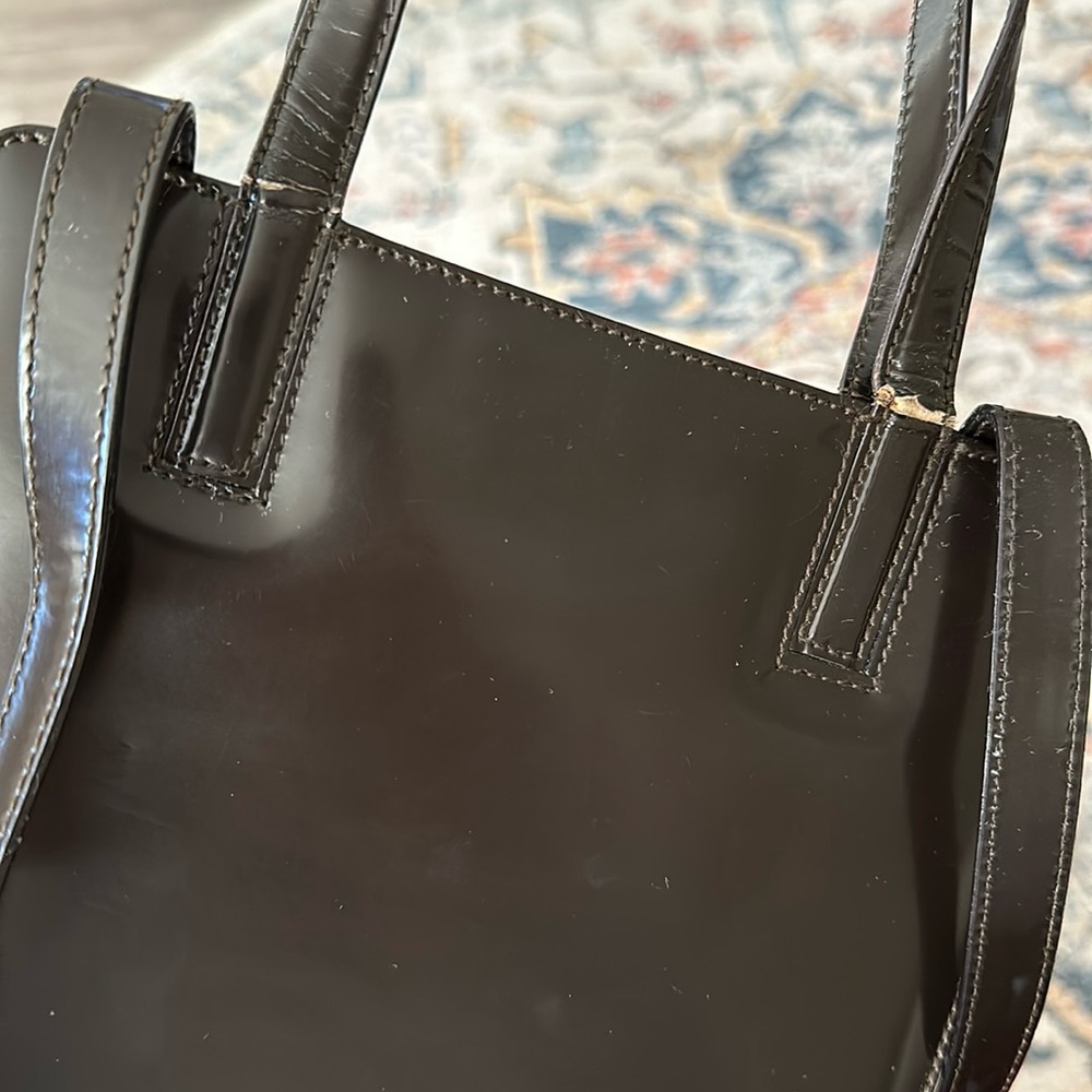 Authentic Salvatore Ferragamo Handbag Gancini Leather Brown Bag Vintage - Picture 15 of 16